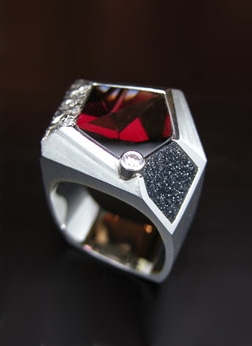 Designer rhodolite man's ring