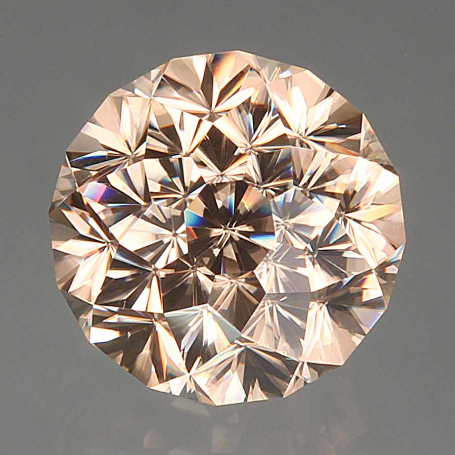 Champagne Zircon round with lots of dispersion