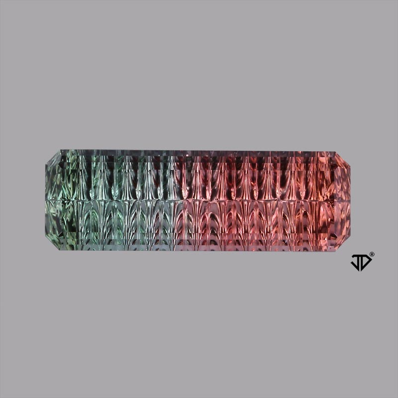 bicolor tourmaline deep concave cut 4.91 cts