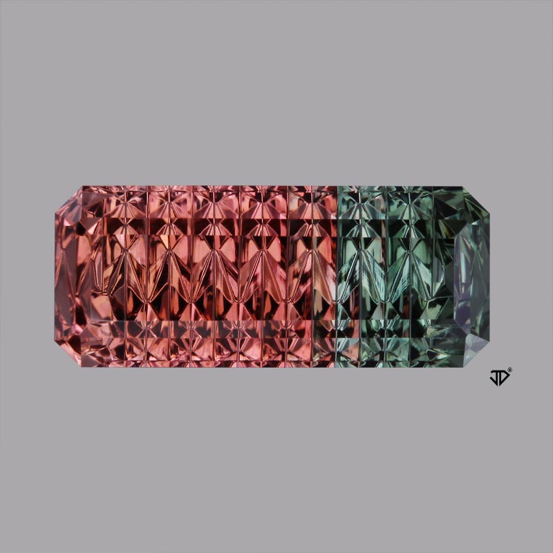 Bi-color tourmaline cut by John Dyer
