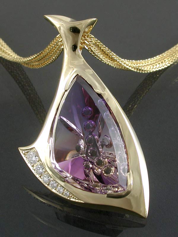 Adam Garret Custom  Gold Pendant with Ametrine