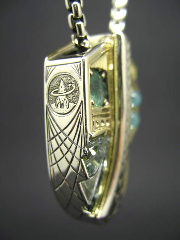 Adam Ramseyer Pendant with Aquamarine and Emerald