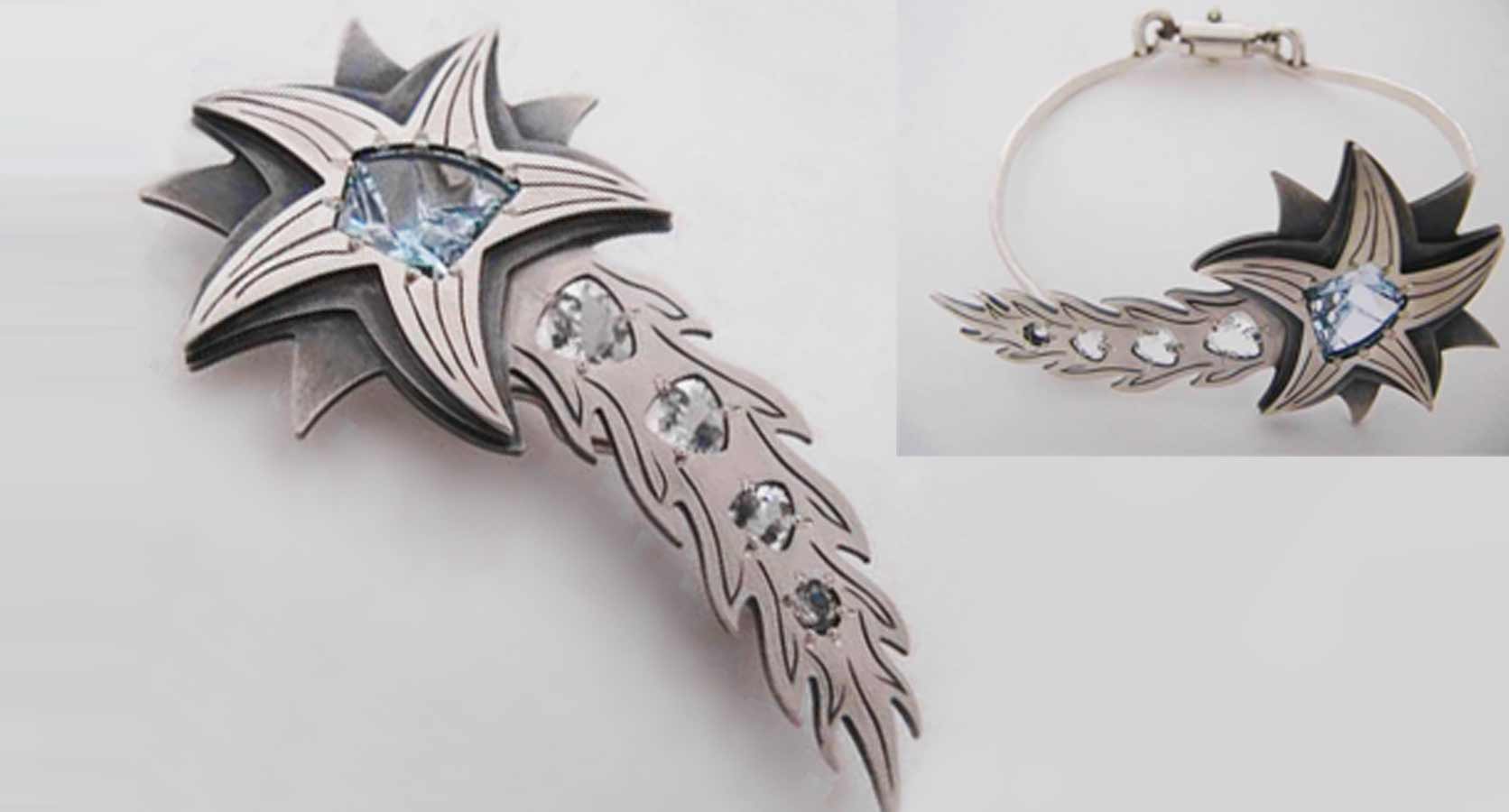 Designer Custom Aquamarine Bracelet in Silver by Andy Lucas