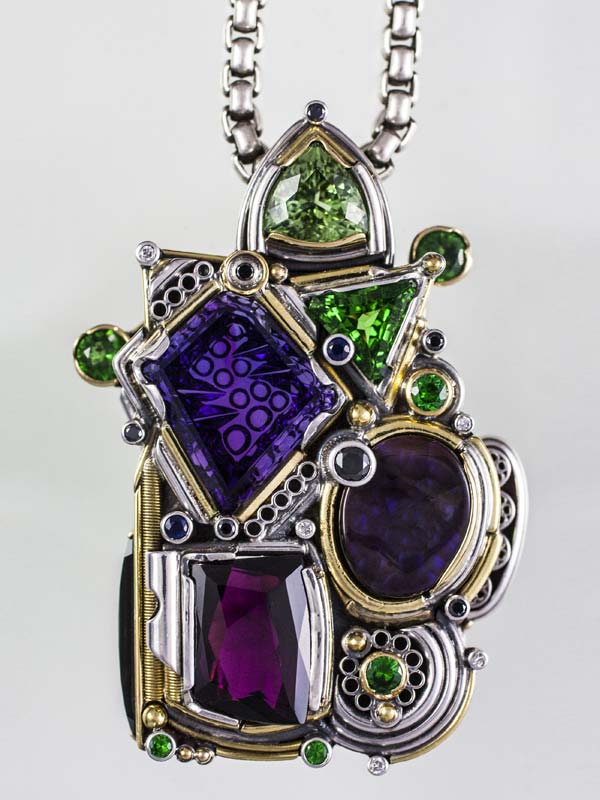 Fantasy Amethyst Pendant Silver and Gold