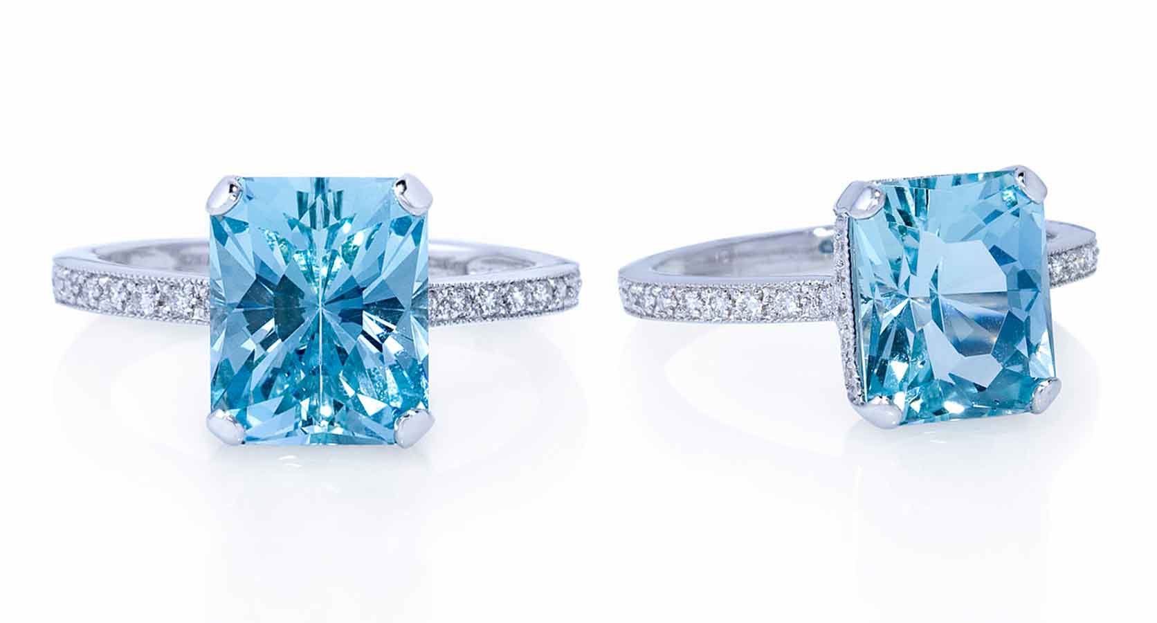 Aquamarine and diamond white gold Ring