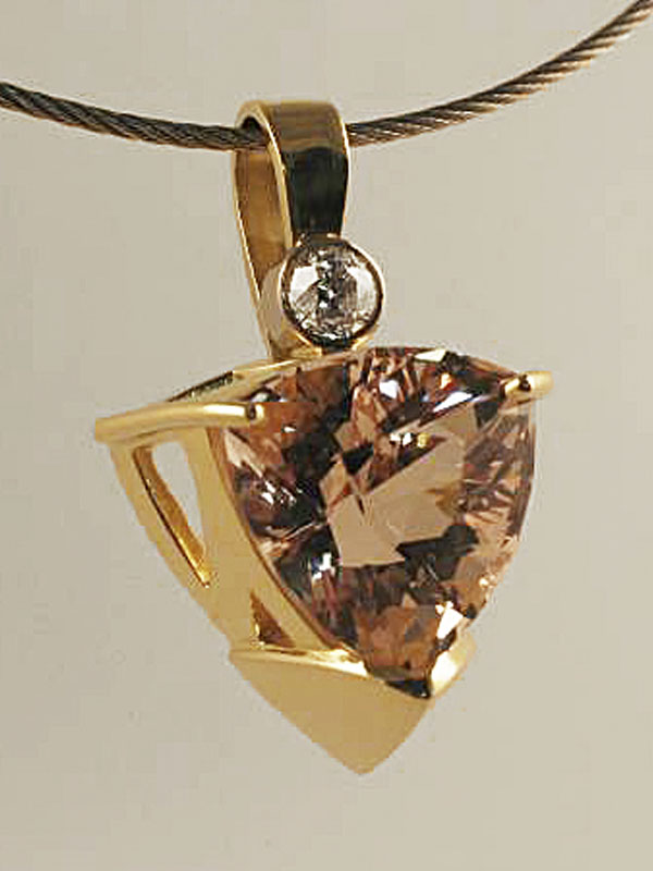 Designer Gold Pendant with Morganite and Diamond