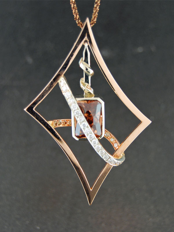 Mark Diamond Jewelers award winning Gold Pendant with Cognac Zircon