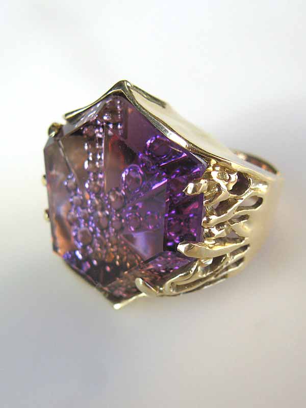 Gold and fantasy cut ametrine custom ring