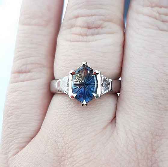 Parti Color Sapphire ring designed by Kleio Jewellery