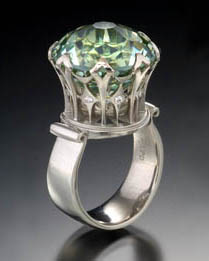 Kiwi Tourmaline crown ring designed by Lisa Krikawa