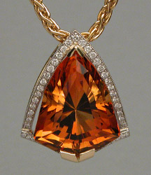 Designer citrine, diamond and gold Pendant