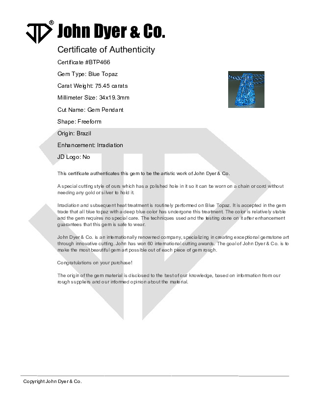 Certificate of Authenticity