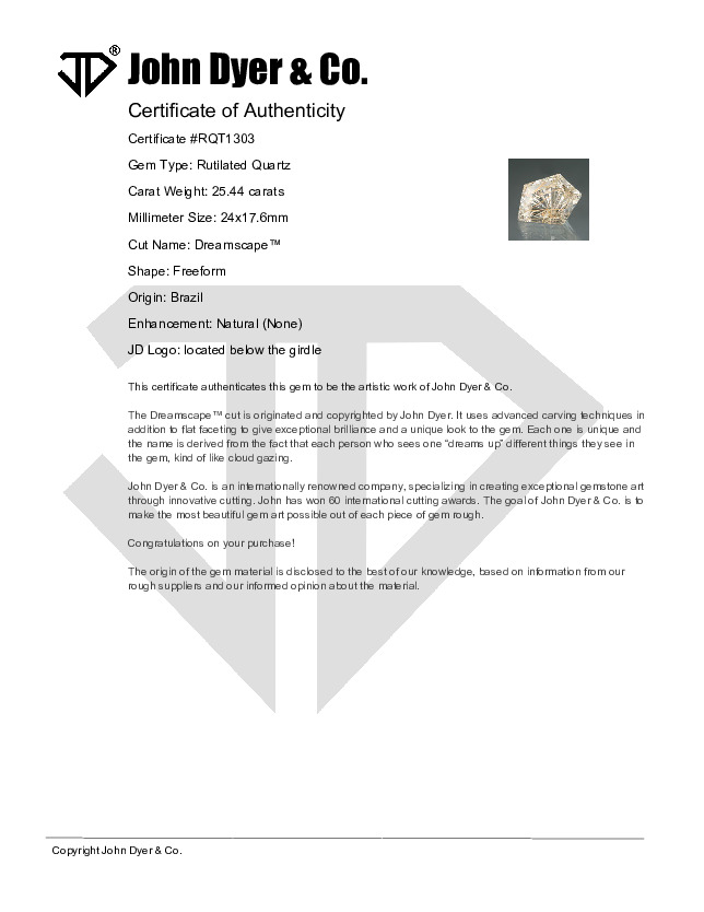 Rutilated Quartz Dreamscape™ Cut 25.44 carats | John Dyer Gems